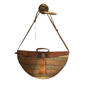 Handmade Multicolor Woven Tassel Detail Leather Accents Crossbody Handbag